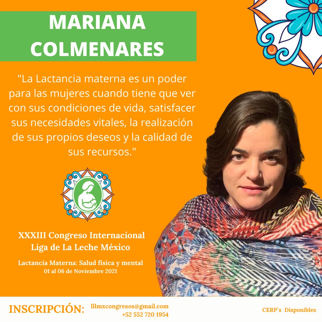 LigaDeLaLecheMX's tweet photo. XXXIII CONGRESO INTERNACIONAL
LIGA DE LA LECHE MÉXICO 2021
"Lactancia Materna: Salud Física y Mental".
Conferencia: Terapia oral con calostro
💚Mariana Colmenares💚
Informes: https://t.co/g2B8udGu0M
#CongresoLLLMx #SaludFísica #SaludMental #SaludFísicaYMental #Lactancia #WABA https://t.co/WmdwTtYicU