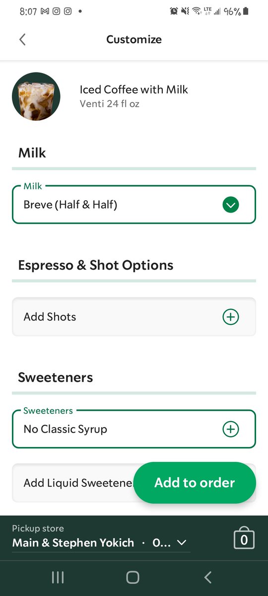 KaylynReiners's tweet photo. Hey @Starbucks when you order a coffee with milk and sub the milk for brevet, it doesn't mean add milk AND breve. And then tell me that I ordered it wrong. Terrible customer service https://t.co/13KhJJH6Tz