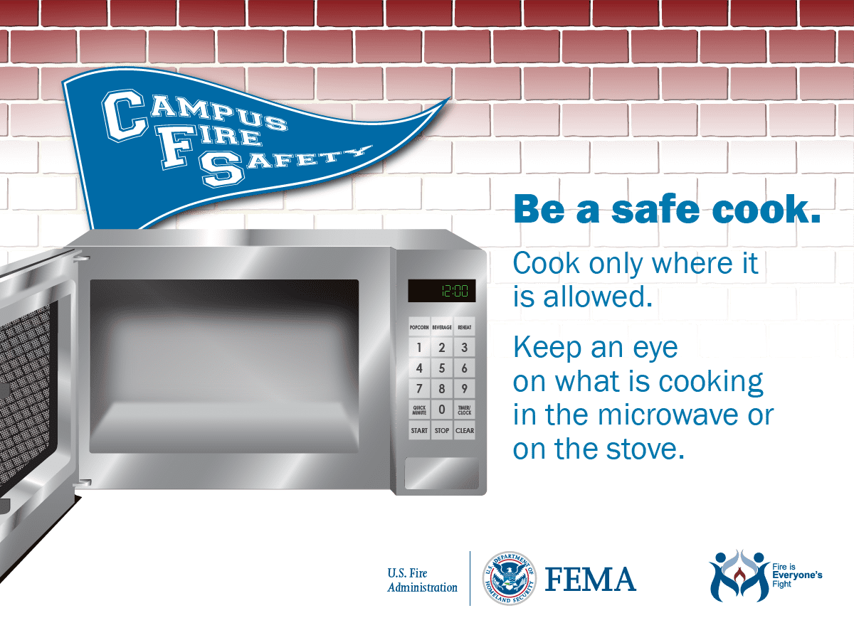 ksfiremarshal's tweet photo. #CampusFireSafety month wraps up with a reminder to stay focused when cooking. Keep your cooking area clean and uncluttered. If a fire starts in a microwave, keep the door closed, and unplug the unit. #SafetyTip #CollegeCooking https://t.co/LBsRPc0645
