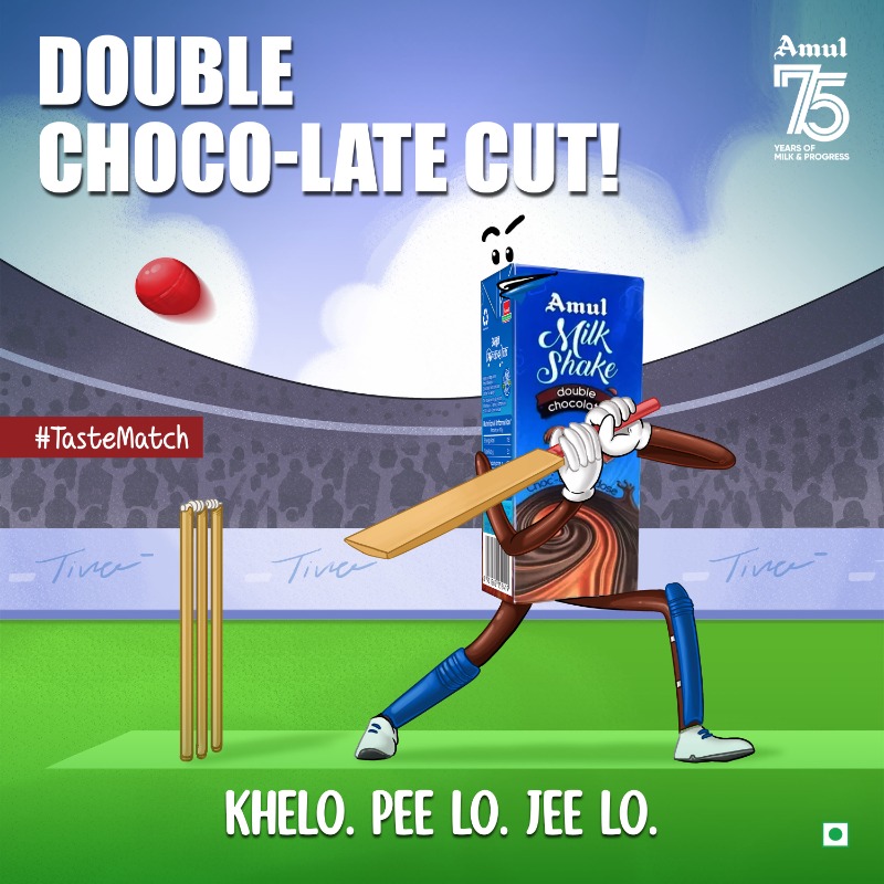 Amul_Coop's tweet photo. It’s time for some ‘smooth’ strokes with Amul Double Chocolate shake!
#tastematch #amulkool #IPL2021 #AmulKoolTeam https://t.co/StNY6Q0oUU