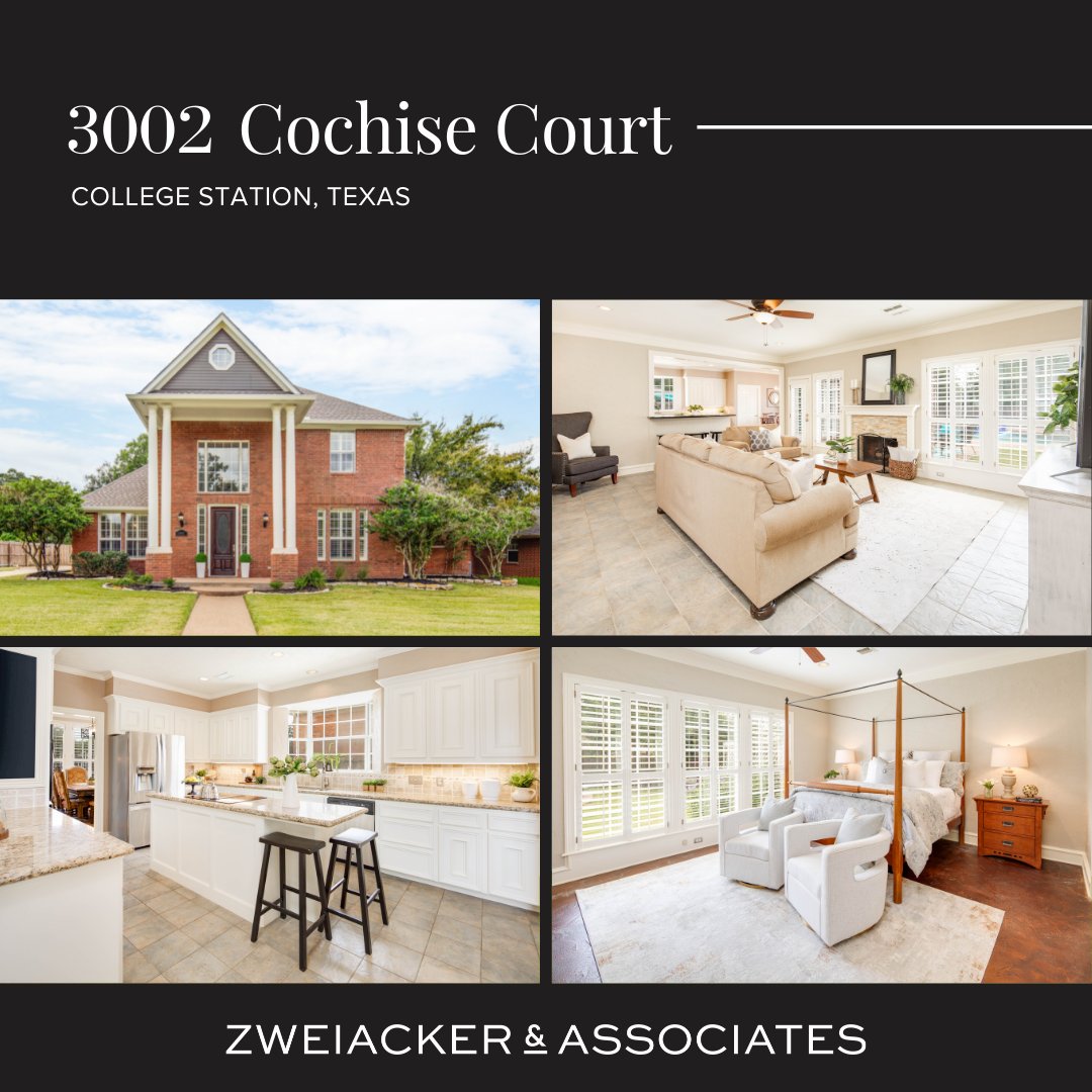 Classic Southwood Valley Home with Study &amp; Game Room
​3002 Cochise Court, College Station, Texas 77845
​4  Bedrooms 4  Total Baths 3,220 SqFt
​Learn more: bit.ly/2ZsyW4O