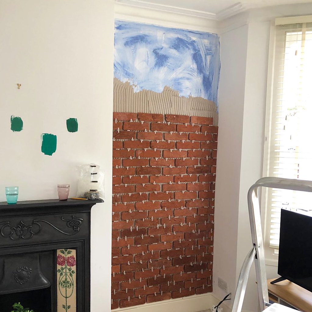 Project in progress. 🧱 We are loving these quirky brick tiles that give a rustic feel to your feature wall.

Whether you need a full home refurb or someone to take the stress of re-decorating off your hands, email info@fixas.co.uk for all quotes and queries. 💻