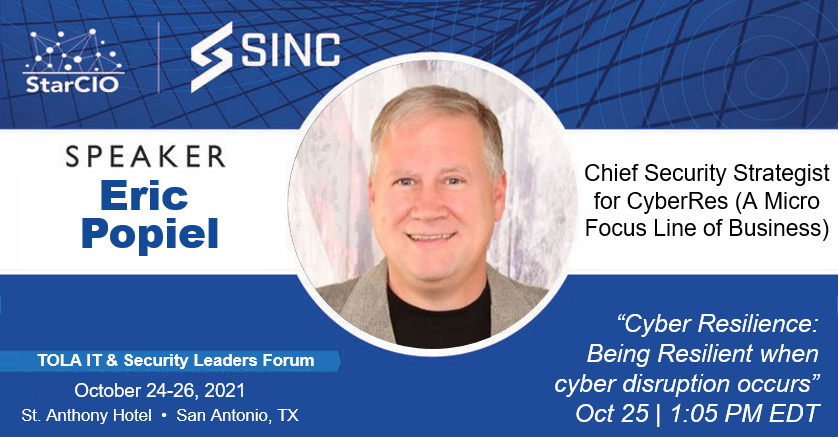 rclees_mf's tweet photo. Coming to the @SINCUSA’s TOLA IT &amp; Security Leaders Forum? Be sure to catch @MicroFocusSec's 30-minute workshop, “#CyberResilience: Being Resilient when cyber disruption occurs,” on Oct 25. | #CyberSecurity #SINCUSA https://t.co/JNqhzkYEQG https://t.co/RcSgATpP9a