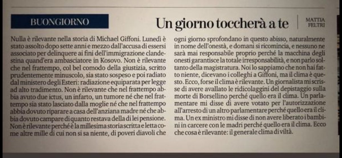 giovanardiandre's tweet photo. Da leggere Mattia Feltri!!! https://t.co/A9pm0kXBqp