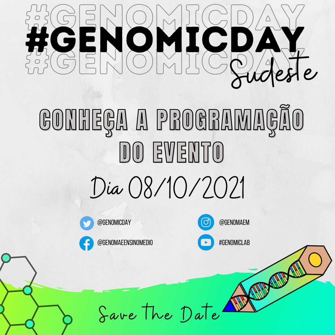 genomicday's tweet photo. O programa científico do #GenomicDay Sudeste já está disponível: sexta 8/10 pelo canal no #GenomicLab no YT:
https://t.co/jAntP0rby2
@CienciaHoje, @agencia_fiocruz, @iserrapilheira, @unescomvdo, @EspacioOEI, @usponline, @ufsjbr, @ufmg,@IF_RJ, @cefet_rj, @cp2dazuera, @unifavela https://t.co/8kmed8Tzhd