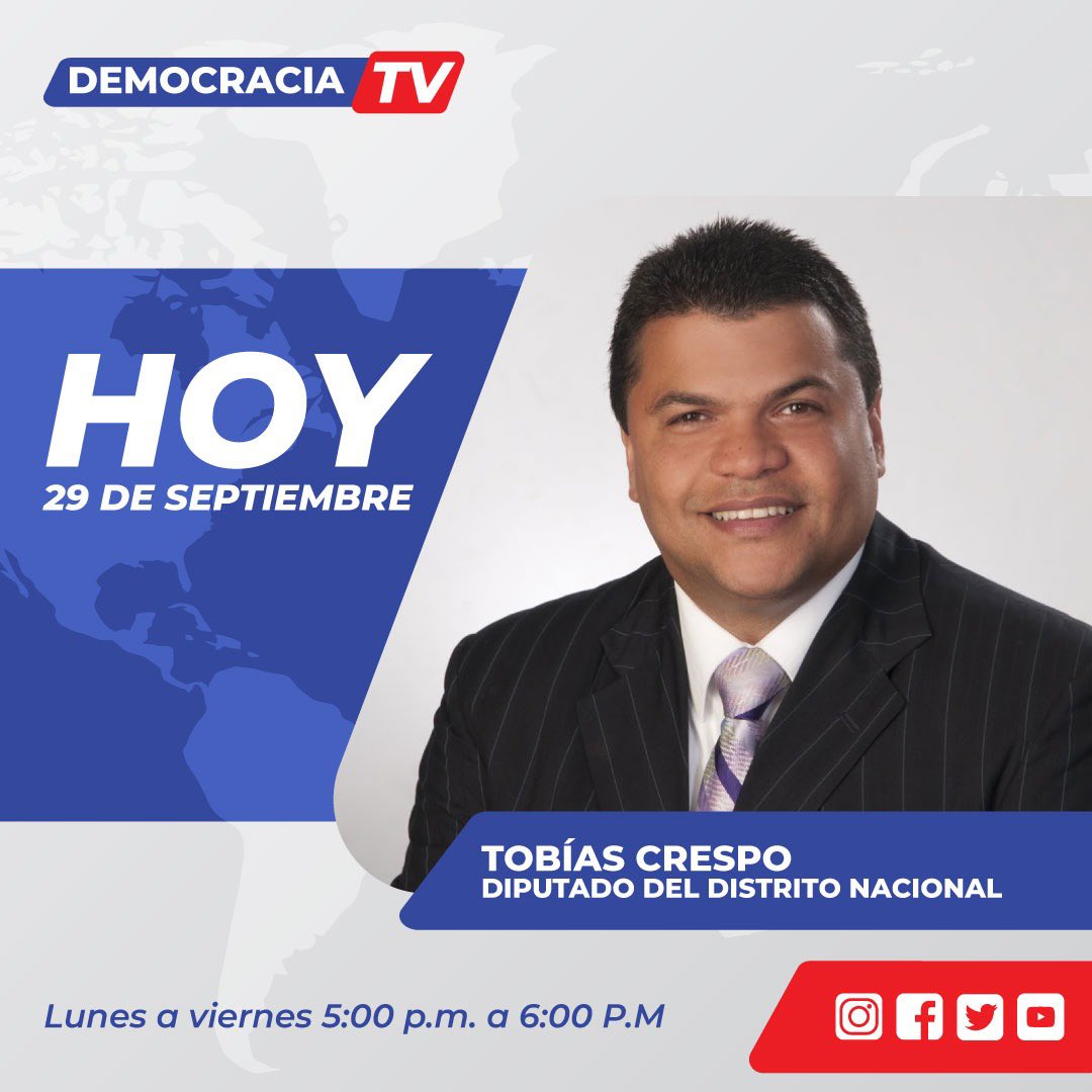 Esta tarde estaré en “Democracia TV” 📺 ( <a href="/DemocraciaTVrd/">Democracia TV</a>  por Cinevision canal 19 <a href="/CinevisionC19/">Cinevision Canal 19</a> ⏰5.00.P.M.

¡Cuento con tu sintonía!