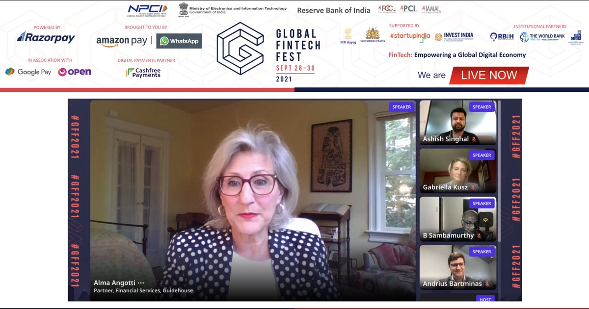 IAMAIForum's tweet photo. Be a part of an interesting panel session on 'Banks in a world with retail CBDC' with our esteemed panelist:

Catch them live now:  https://t.co/zXYFAcq3K3

#GlobalFinTechFest21 #FinTech #FinTechNews #Technology #Investment #GFF21 https://t.co/N3QBJ2Isbc
