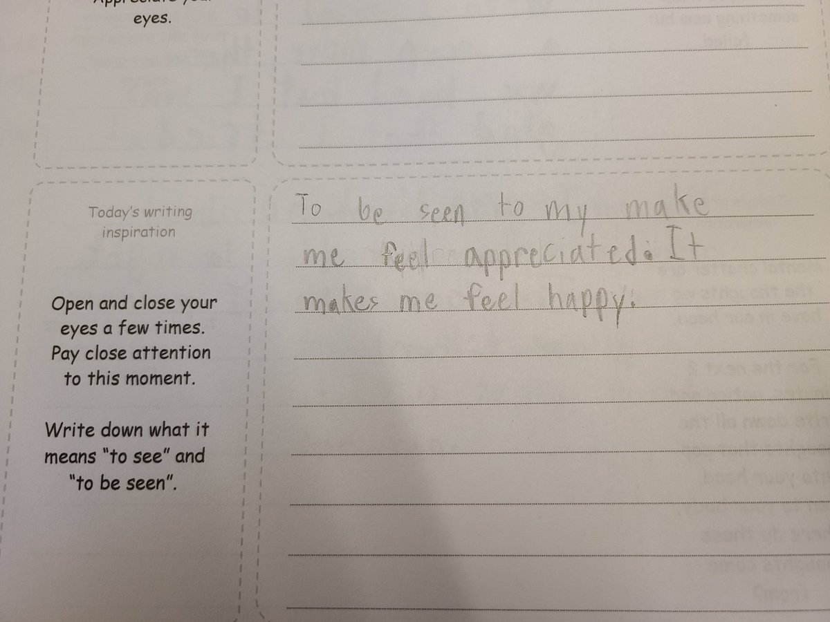 MrsMeinholz's tweet photo. What does it mean to "be seen" and how does it make you feel? These second graders know! Take some time today to appreciate someone and see them for who they are.  #usmfac @usmsocial https://t.co/MXz4XdatS8