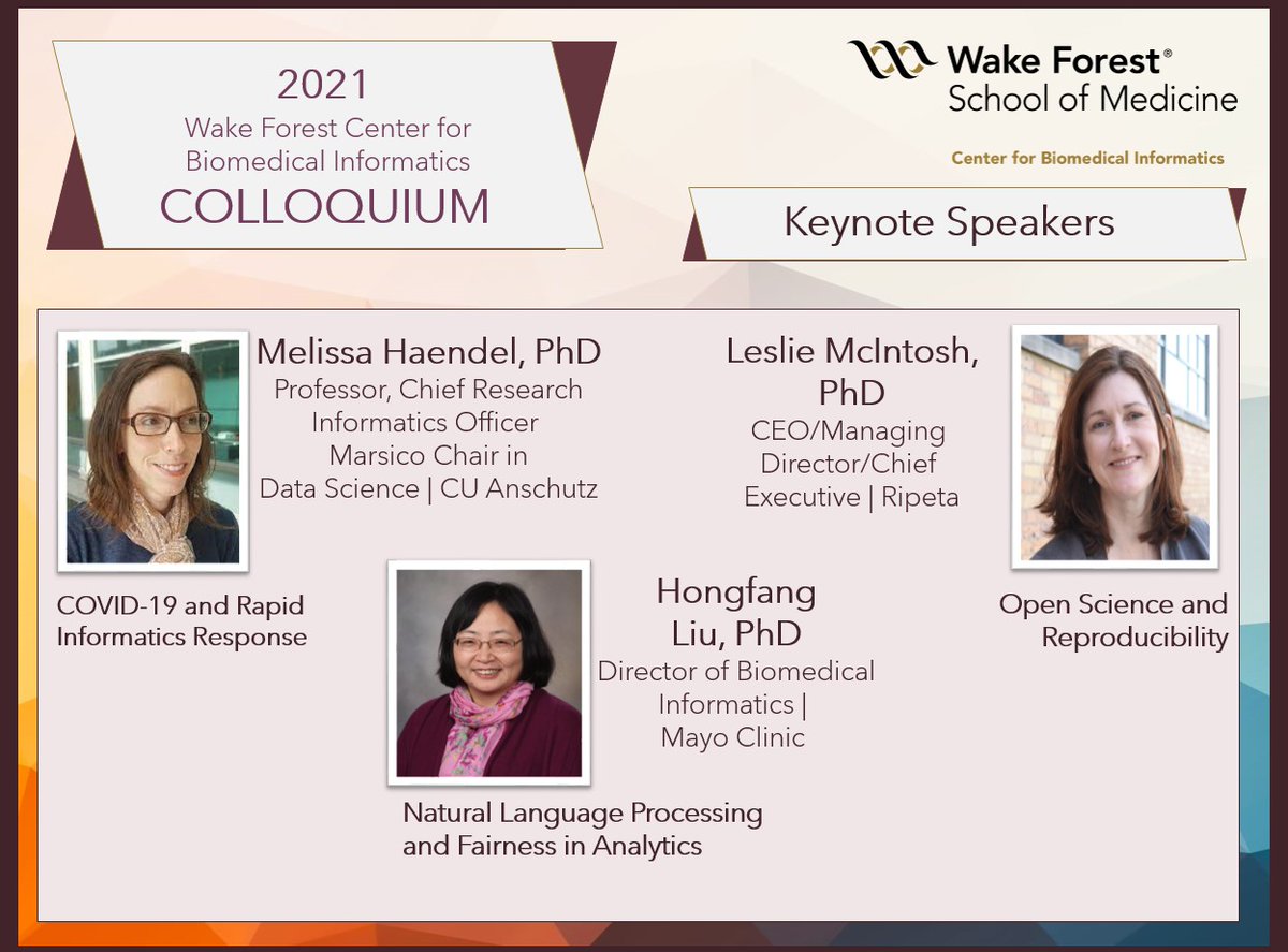 WF Center for Biomedical Informatics (WFBMI) (@wfbmi) on Twitter photo Only 2 more days until the WFBMI Colloquium! Be sure to register TODAY, as that will be your ticket in to the event. Registration is at the bottom of the page linked. See you there!
events.zoom.us/ev/APOQ6L6iqJj…
<a href="/WFCTSI/">Wake Forest CTSI</a> <a href="/WakeBME/">Wake Forest Biomedical Engineering</a> <a href="/AtriumHealthWFB/">Atrium Health Wake Forest Baptist</a> <a href="/wakeforestmed/">Wake Forest University School of Medicine</a> <a href="/WakeCancer/">Wake Forest Baptist - Comprehensive Cancer Center</a> Only 2 more days until the WFBMI Colloquium! Be sure to register TODAY, as that will be your ticket in to the event. Registration is at the bottom of the page linked. See you there!
events.zoom.us/ev/APOQ6L6iqJj…
<a href="/WFCTSI/">Wake Forest CTSI</a> <a href="/WakeBME/">Wake Forest Biomedical Engineering</a> <a href="/AtriumHealthWFB/">Atrium Health Wake Forest Baptist</a> <a href="/wakeforestmed/">Wake Forest University School of Medicine</a> <a href="/WakeCancer/">Wake Forest Baptist - Comprehensive Cancer Center</a>
