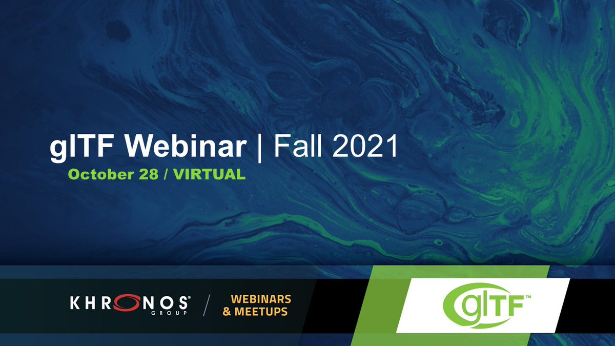 croftedge's tweet photo. Join the next @thekhronosgroup glTF Webinar on October 28th! We have an exciting line-up of speakers who will be showcasing their use of glTF, as well as sharing advice on best practices and tools, plus a concluding "Ask the experts" session. https://t.co/PoHD8OYOlf https://t.co/xY4rvBxJtk
