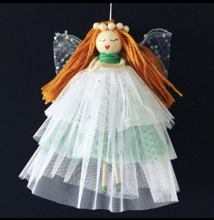 Love the green on this doll with her Pearl crown and sparkly wings. Message me if you are interested in any of my handmade dolls @craftz50 #crsftbizparty