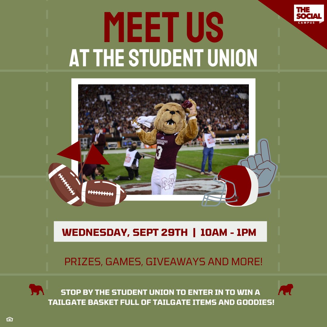 Meet us at the Student Union on Campus for the 2021 Housing Fair! You don't want to miss out on all the fun and a chance to win a tailgate basket for our next home game! 😉
.
.
#residents #studentspaces #apartments #collegedays #studenthousing #starkville #starkvilleapartments...