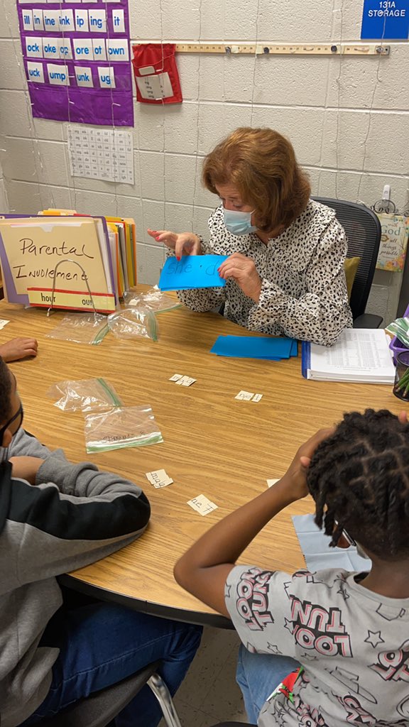 Phonics First coach, Ms. Goble teaching about open and closed syllables to help our students with syllabication at <a href="/Eagles_EIS/">Erwin Intermediate School</a>