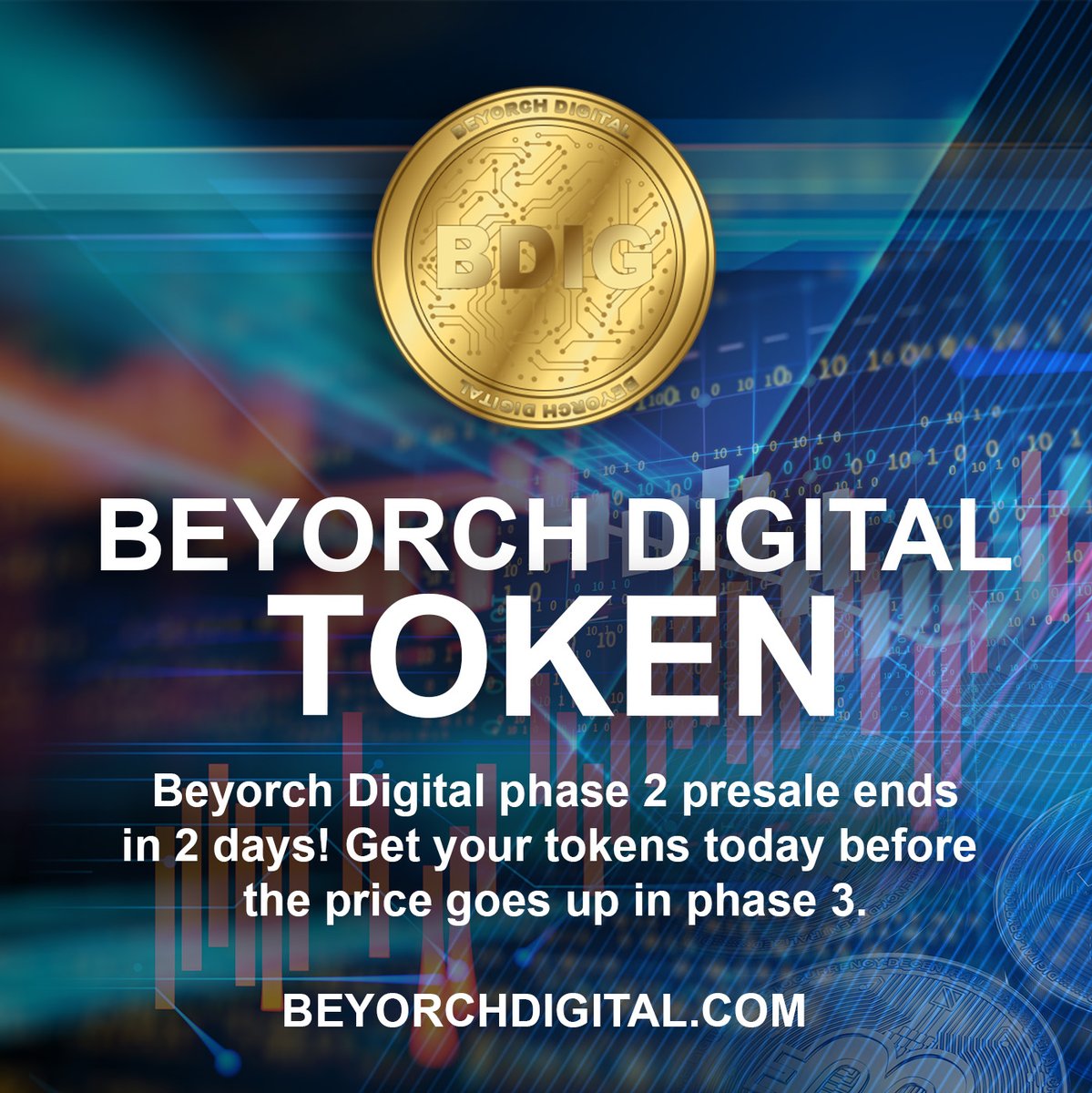 BeyorchDigital's tweet photo. Beyorch Digital Token Presale phase 2 ends in just two days! The final presale phase that you don't want to miss. 

#digitalcoin #beyorchdigital #digitalcurrency #BDIG #Digitaltoken #crypto #cryptocurrency #cryptonews #cryptomemes #cryptomining #godigital #cryptoworld https://t.co/3A0jirNQ8L