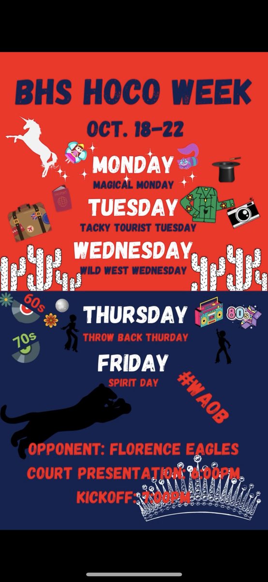 olebrooksports's tweet photo. Homecoming Week Dress Up Days- October 18-22 https://t.co/eFKYEiOqd9