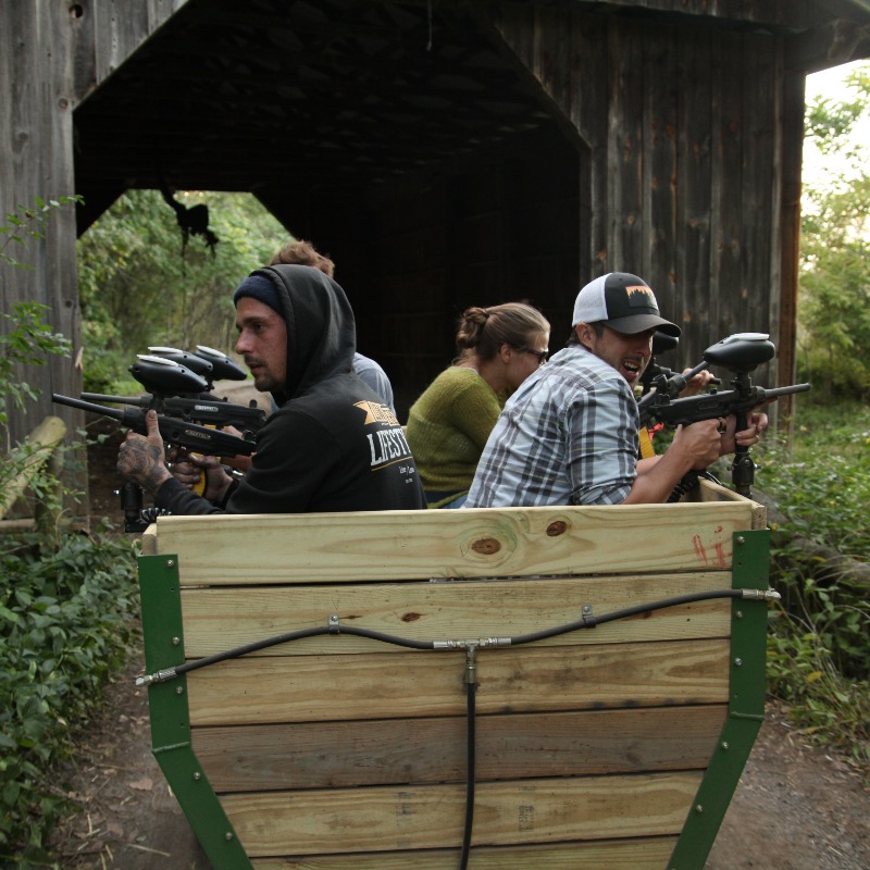 YAY or NAY... Are you in??

Our Zombie Paint Ball Train lets you take a ride through the woods shooting at targets with paintball guns!