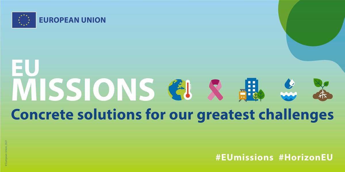 Today we launched the #HorizonEU #EUmissions, our 5⃣ ambitious commitments to find solutions to major societal challenges! Our mission: to work together towards a healthy, green and digital future🌍🌱📱 #EUGreenDeal Learn more👉 europa.eu/!P4DBKF