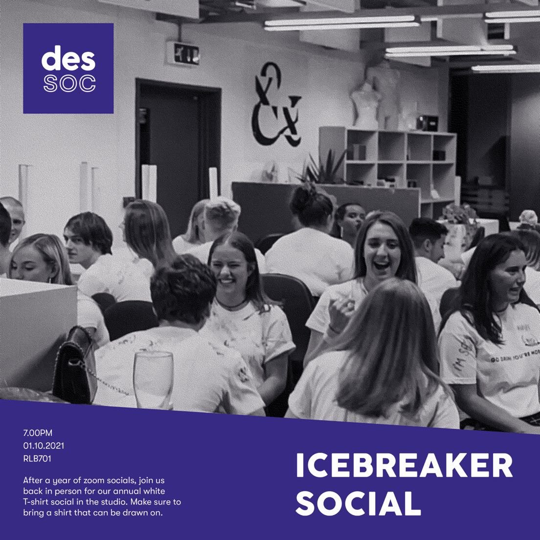 Design_Society's tweet photo. Join us this Friday for our first in person social since lockdown!

This will be a FREE event.

We’ll be in the Design studio on the 7th floor at 7pm, make sure you bring a plain white shirt you don’t mind getting drawn on! 

See you there! https://t.co/LYb9hIpVNa