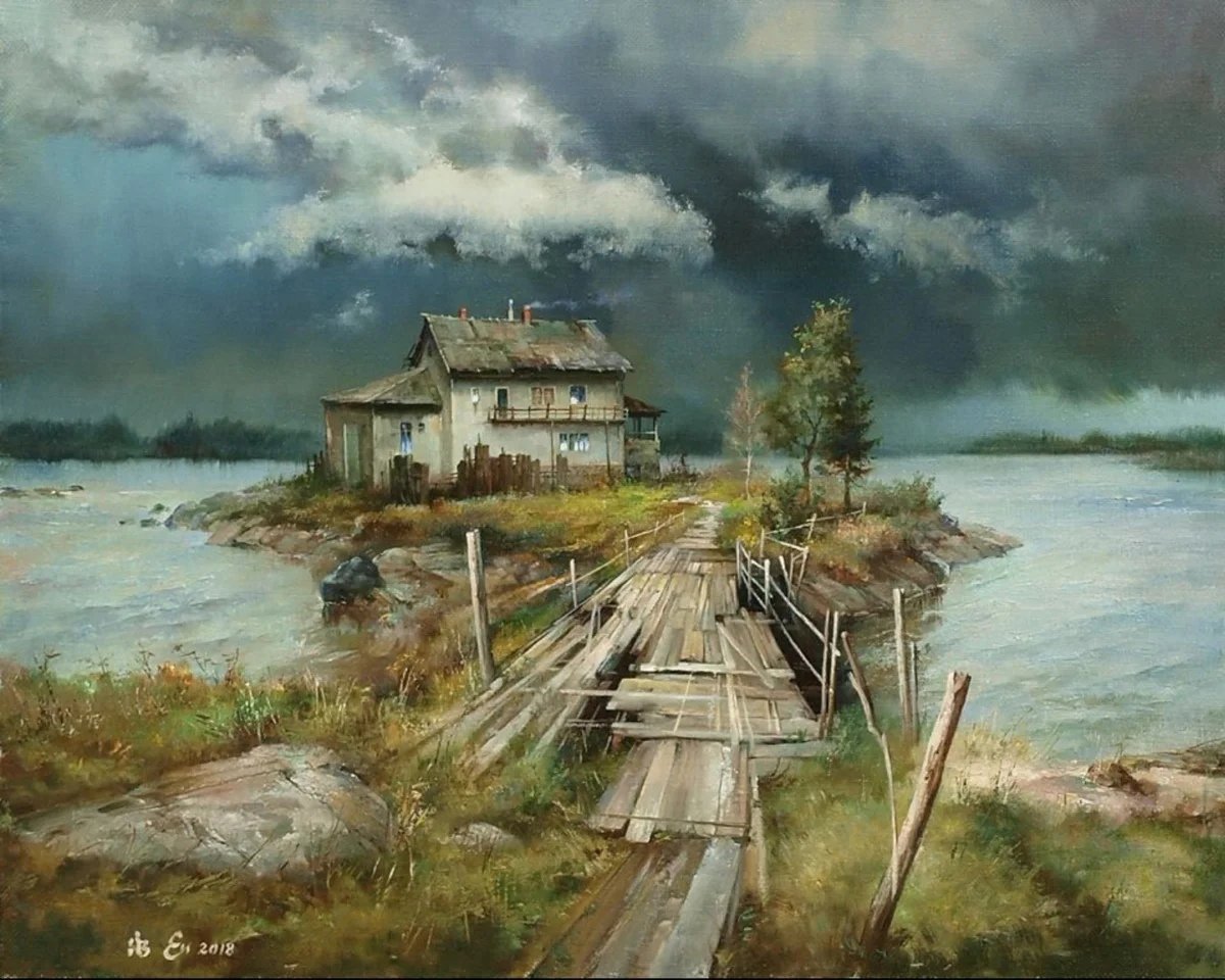 Belarusian artist Igor Egorov and his paintings.