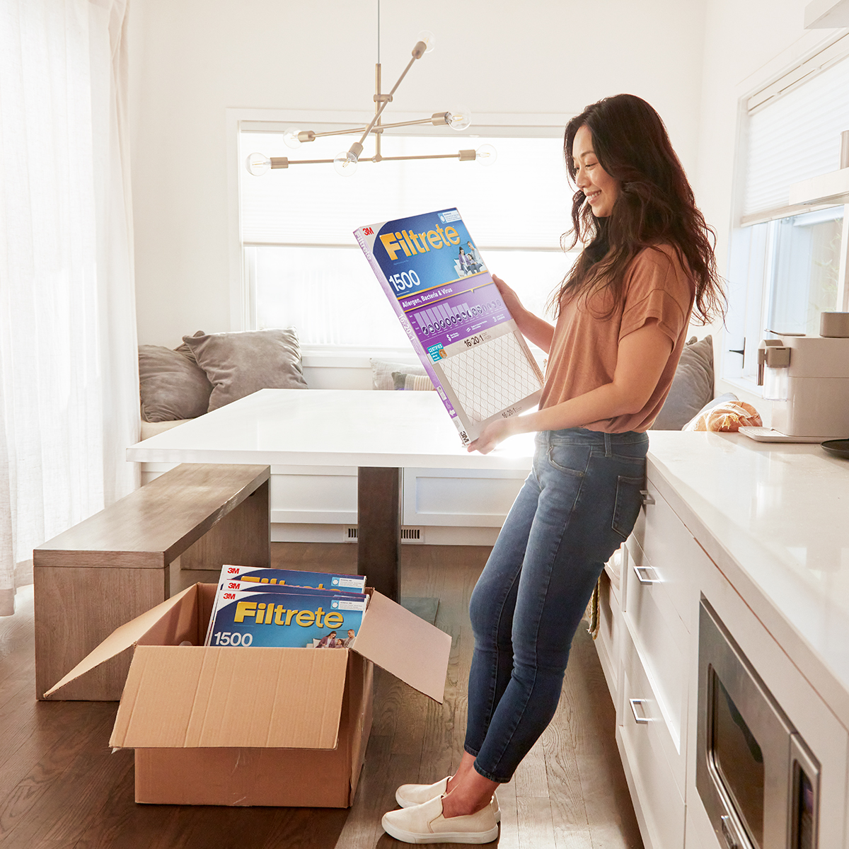 We know you work hard to give the best for your family. So, we work hard to help improve indoor air quality for your home. For improved filtration, consider purchasing our Filtrete™ Allergen, Bacteria &amp; Virus Air Filters. Buy today! s.3m.com/enc9pq