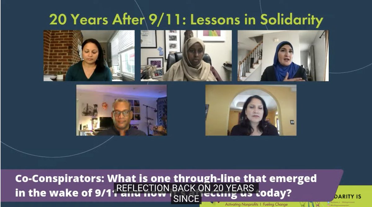 VinceWarren's tweet photo. Back from sabbatical! While out, I participated in this great conversation with @dviyer @Aarti_Kohli @lsarsour to share lessons in solidarity #20YearsSince #September11 https://t.co/OTYLuxhEkz via @BldingMovement https://t.co/UsVqHfcddA