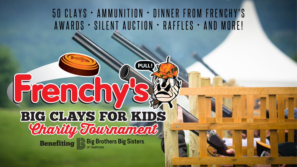 Ready...Set...PULL 💥
Join us for Frenchy's Big Clays for Kids Charity Tournament. All levels of sporting clays enthusiasts are welcome! <a href="/frenchysonline/">Frenchy's</a>

🗓 Saturday, 11/13
⌚ 2:30p Safety Training - 3p Start
📍 Tampa Bay Sporting Clays, Land O' Lakes

⏩ give.bbbstampabay.org/ge/clays2021