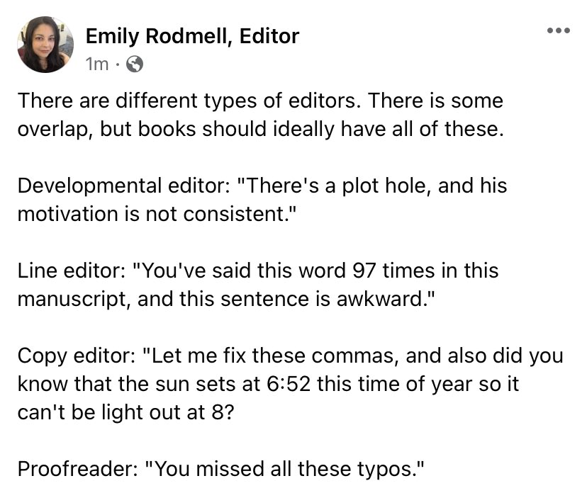 EmilyRodmell's tweet photo. The different types of editors https://t.co/E6MbAn6CJK