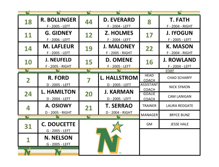 The 2021-22 Calgary Northstars U18AAA Roster! We are excited for the season with this group! #NorthstarsU18AAA