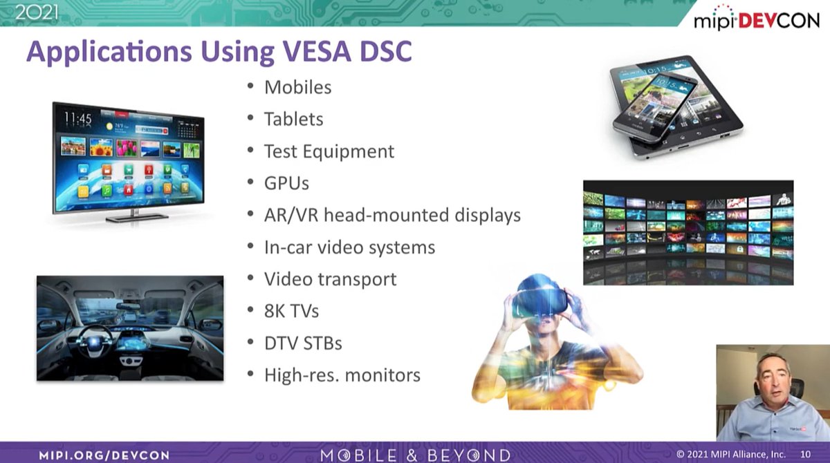 MIPI_Alliance's tweet photo. In a joint #MIPIDevCon presentation with Joe Rodriguez (@rambusinc) and Justin Endo (@Mixel_Inc), Alain Legault (@HardentInc) is discussing applications that use VESA DSC. Download the presentation: https://t.co/PGiB79P3xD https://t.co/CwYxGyE095