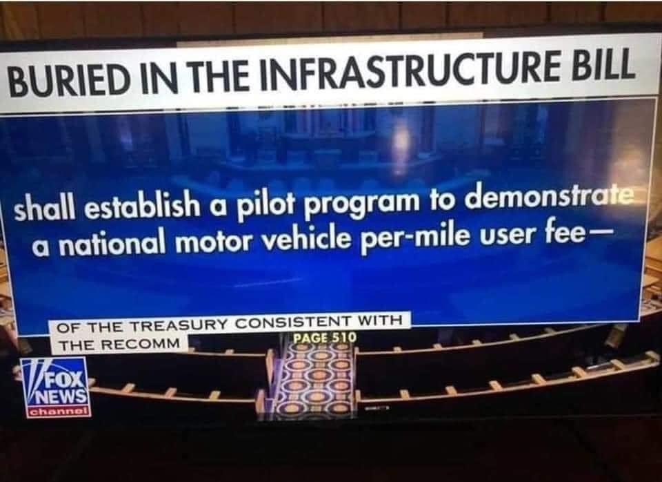 Taking money from you for driving to work is infrastructure.