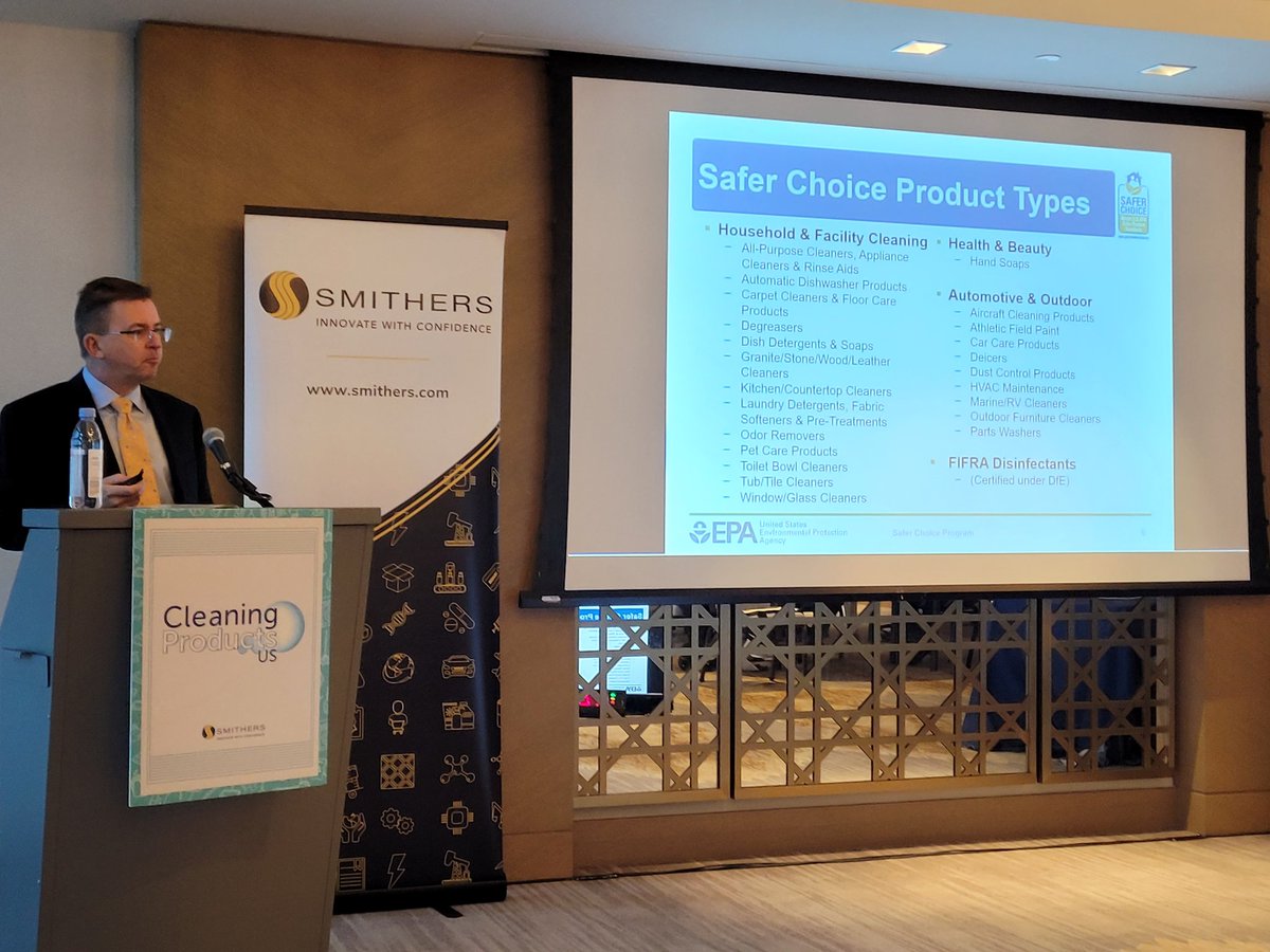 CleanInstitute's tweet photo. At Cleaning Products US, @EPA Clive Davies: #SaferChoice program has about 1950 certified products. #CPUS21 https://t.co/5r8uL3mU96