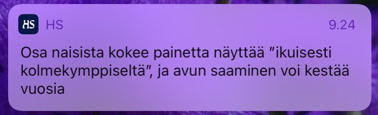 Huomasin puhelimesta uutisotsikon ja oli kyllä hieman haastava ymmärtää mistä on kyse. Jäi häiritsemään myös, kenelle sitä apua siis tarjotaan, näille naisille suuntaan tai toiseen vai niille, jotka sitä painetta asettavat - ja kysehän oli siis lopulta #syömishäiriö’stä. <a href="/hsfi/">Helsingin Sanomat</a>