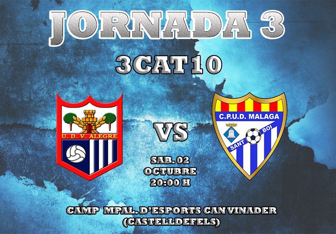 ▪️JORNADA 3▪️

<a href="/UDVistaAlegre/">UD Vista Alegre</a> -PEÑA MALAGA 
SAB. 02/ 20:00H 
CAMP MPAL. D’ESPORTS CAN VINADER

Nos desplazamos este sábado a las 20:00 a un campo complicado y muy grande, donde seguiremos necesitando de vosotros! 

Te esperamos! 
#cositas#detalles#somosmalaga