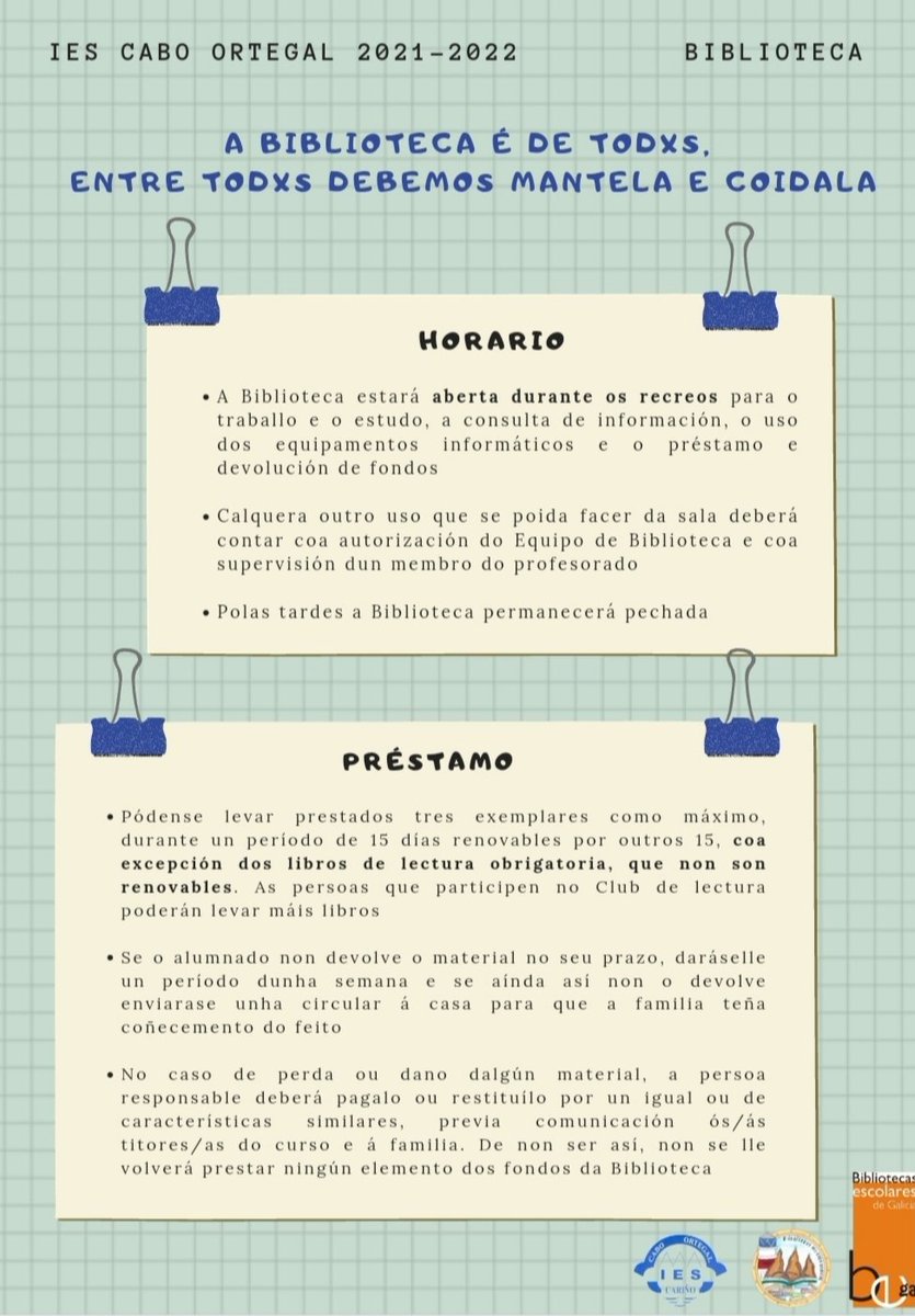 ortegalendo's tweet photo. Normas da Biblioteca para o curso 2021-2022 https://t.co/c6TT6KOW45