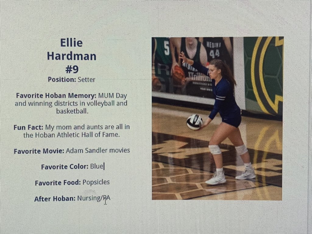 Senior ELLIE HARDMAN...🏐🔵🟡❤️🟡🔵🏐