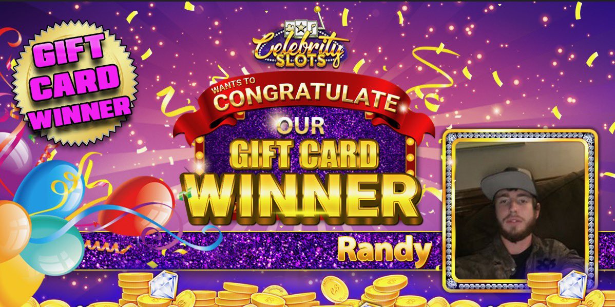 🌟 Play for your chance to win Cash &amp; Prizes! 
📲 Play Now: link.celebrityslots.com/1/applaunch
🌟 Congratulations to Randy for winning a Gift Card!

#celebrityslots #winning #lindseypelas #giveaway #giftcard #prizes #cashandprizes #cash #instagood #instawin #win #giftcards