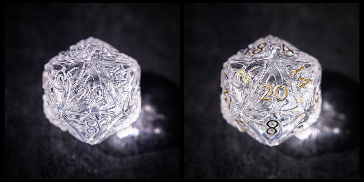 KakapopoTCG's tweet photo. “Crystal” Endless Dice #D20 in Transparent White (un-inked & inked).
Also available for pre-order via the link below:
https://t.co/lNGzXSMAE0
#endlessdice #resindice #dice #glassdice #shinydice #acrylicdice #dnd5e #shinyclickclacks #dnddice #dndbeyond #dicegoblin #diceporn https://t.co/Igwl6apbEF
