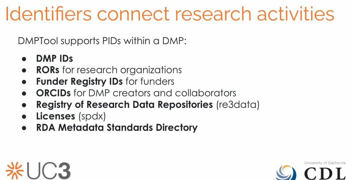 How @CalDigLib 'PIDified' their DMPTool per @praetzellis - including @ResearchOrgs @CrossrefOrg  @ORCID_Org @re3data & more