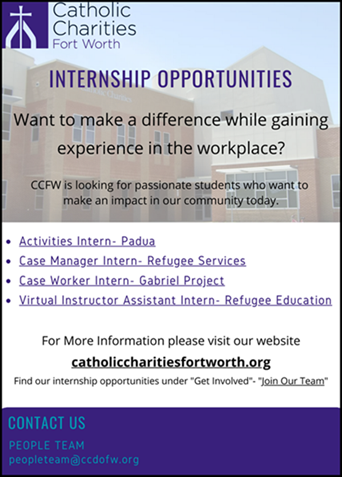 np_unt's tweet photo. #UNT Nonprofit Leadership students see these internship opportunities with @CCFortWorth @untnlsa @MpaUnt https://t.co/2v1U7y6tdc