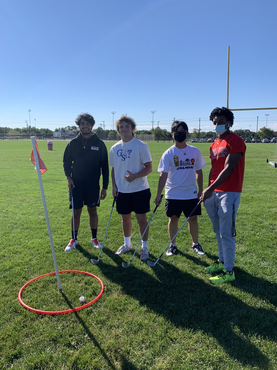 LenapeHPE's tweet photo. Must be something about today! Andrew Mostak (2nd from L) in Ms. Taubman’s Class 2 with the second HOLE IN ONE of the day on hole 6! Nice ace Andrew!! #holeinone #PErules #thekidsgotskill https://t.co/VgyEqkffar