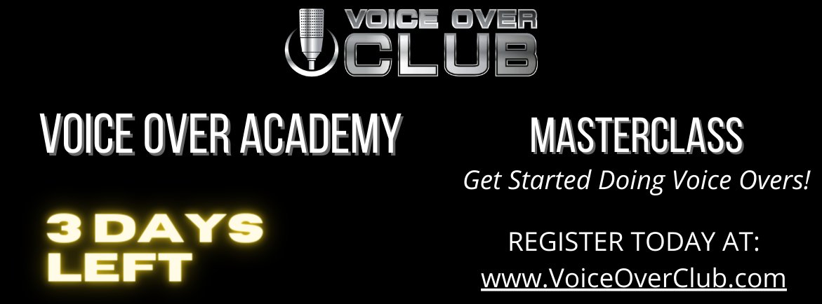 VoiceTalent's tweet photo. Who Else Wants to Get Started Doing Voice Overs?
👇👇👇
Join Us ===> https://t.co/EWX1xCVvMj
⏰⏰⏰ TIME IS RUNNING OUT! ⏰⏰⏰ https://t.co/B1h7kz7UYI