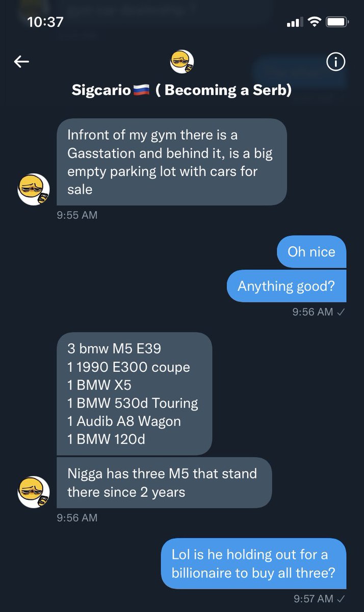 The only DMs I accept are when Sig wants to talk about shitty Eurocars