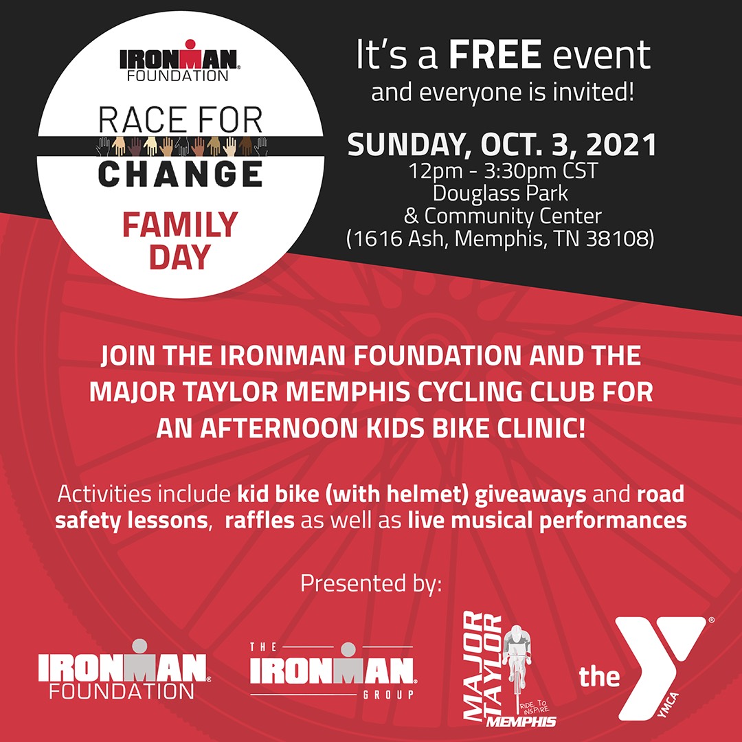 YMCAMemphis's tweet photo. Come see us at the kids bike clinic this Sunday, October 3rd from 12pm to 3:30pm at the Douglass Community Center! There will be free bike giveaways, music, games, and water safety with Y On The Fly! #RaceForChange #AnythingIsPossible #ironmanfoundation #YOnTheFly https://t.co/eklWpN2IOX