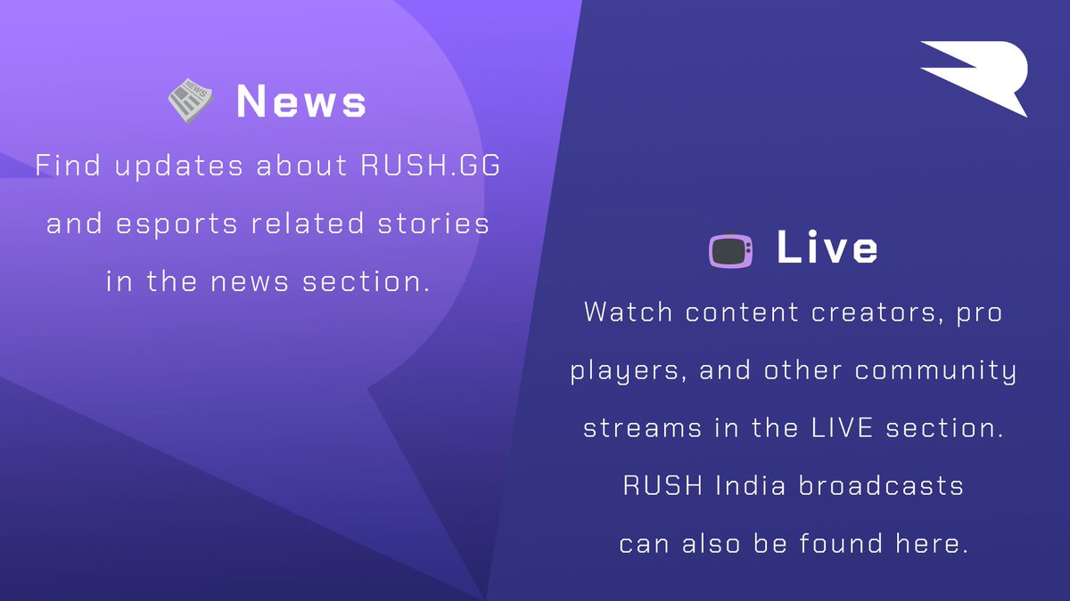 RUSHGGIndia's tweet photo. New platform, who this? 🔥
We'd like to give you a short introduction to who #RUSHIndia is and what you can expect to see and do on https://t.co/agdJNinMAv! 🎮
Have any unanswered questions? Leave your thoughts in the comments and we'll try to answer them all ✌️💜 https://t.co/TEF06zRJo0
