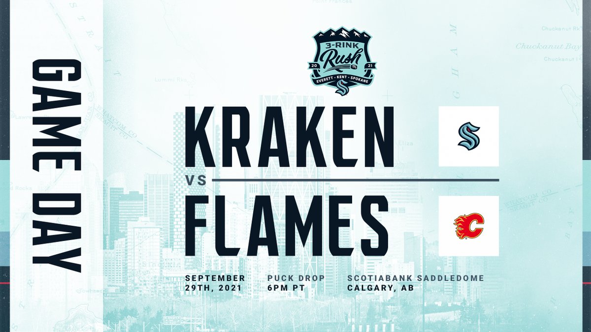 SeattleKraken's tweet photo. We're right back at it tonight in Calgary! 

📍 : Scotiabank Saddledome
⏰ : 6pm PT
📺  : KONG TV
🎙: @SportsRadioKJR
🏒: #SEAvsCGY https://t.co/7D8XX6NvY3