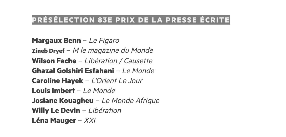 deslandes's tweet photo. 🔥 ALBERT LONDRES : la présélection presse écrite 🔥 https://t.co/wpgsRwMLrT