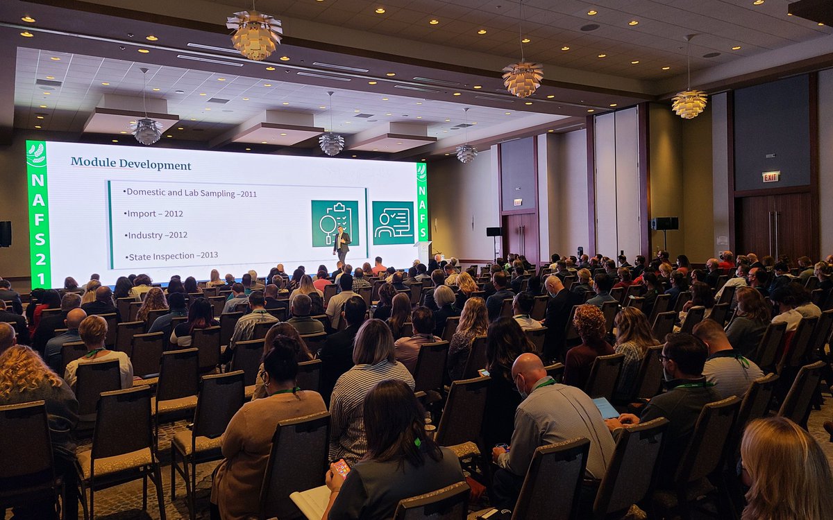 EP_NAFS's tweet photo. Philip Bronstein, Assistant Administrator Office of Field Operations for the @USDAFoodSafety, speaks at #NAFS21 to a full (masked) room of #FoodSafety and #FoodQuality executives. https://t.co/3vpI8mSO0M