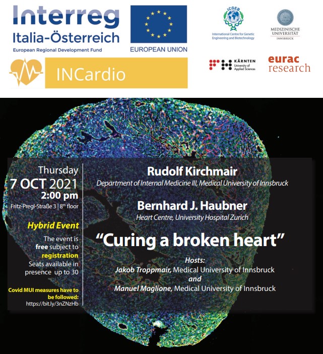 EuracBiomed's tweet photo. 🫀Today is #WorldHeartDay and we are pleased to announce the event "Curing a Broken Heart"- an #Italia-#Osterreich #interreg project on innovative therapies to fight cardiovascular diseases. #INCardio
🗓️7 OCT 2021 - 2:00 pm
Free registration👉https://t.co/dMhWGatkUp https://t.co/cWuXrl4591