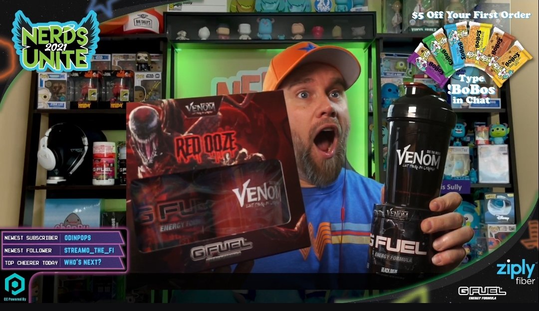 BeezysJackson's tweet photo. Whaaaa?!?!? @GFuelEnergy coming with that Venom heat!! A million thanks to G Fuel, for hooking up my friend @CSSully with all the new #Venom flavors and swag, because he in turn shares with us! ๐ #GFuel #Venom #LetThereBeCarnage #CSSully https://t.co/ToQVISUUYa