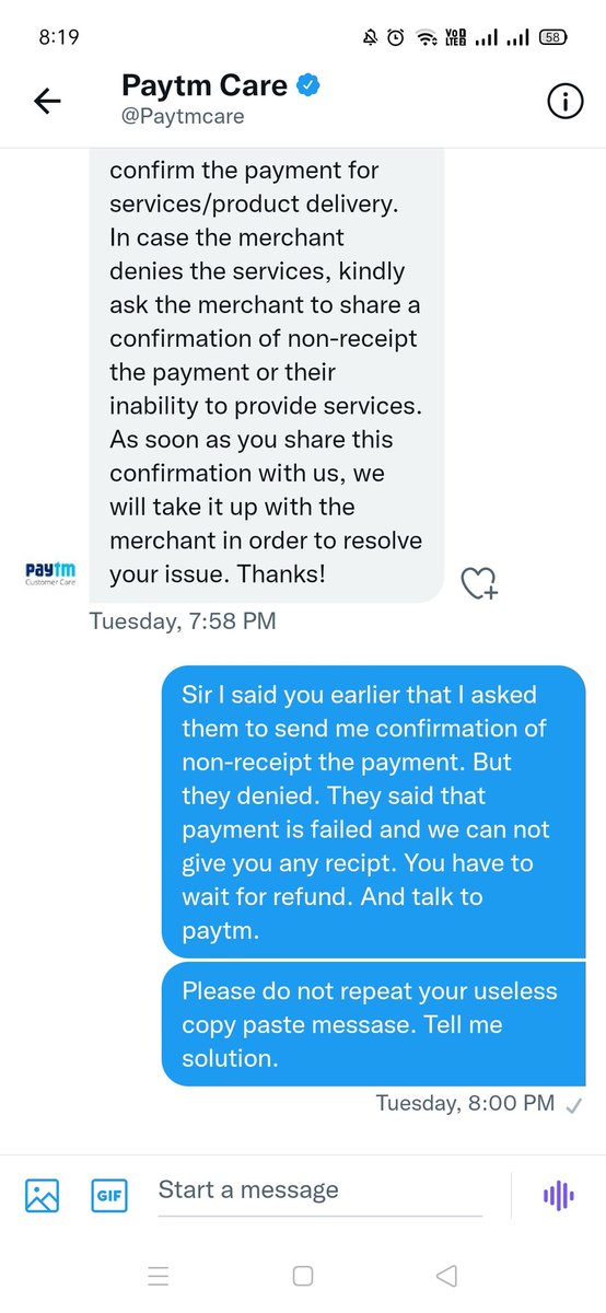 manish_webdev's tweet image. So @Paytm @Paytmcare I guess you need more than 24 hours to reply my messase. But when you do just copy and paste you can in 5 minutes. If you have any solution please say. DO NOT PASTE READYMADE TEMPLATE.